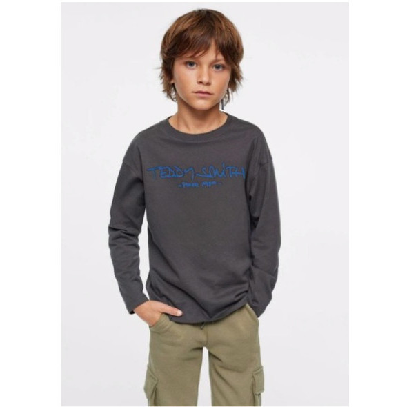 BAJU KAOS TSHIRT GREY TEDDY SMITH LONGSLEEVE ANAK LAKI LAKI