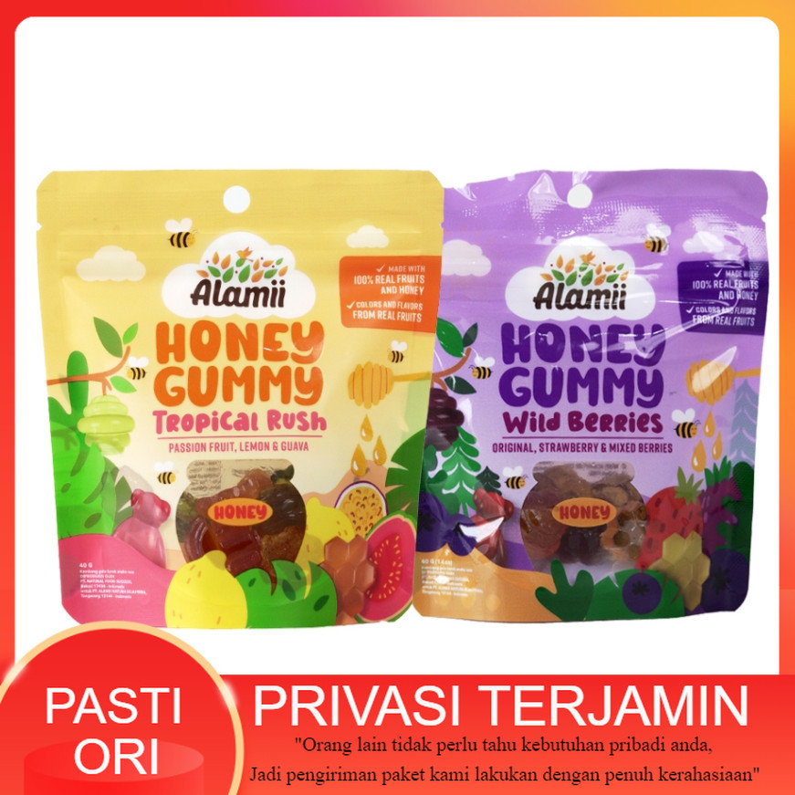 

Alamii Honey Gummy 40gram / ALAMII Honey Gummy 40g - Wild Berries / Tropical Rush - Cemilan Anak