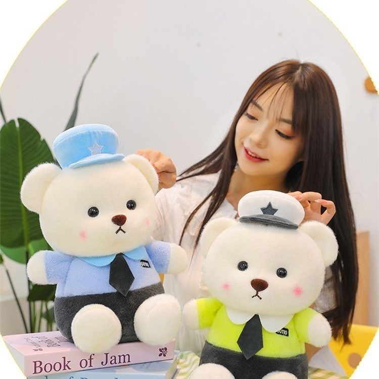 Boneka Polisi Lalu Lintas/Boneka Beruang Kecil Polisi Lucu/Petugas Polisi Sepeda Motor Beruang/Kirim