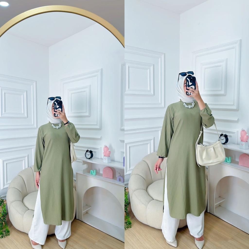 VEXIOS - ZFS TUNIK INTAN / KIMINA LONG TUNIK / Pakaian Wanita Hijab / Tunik Polos Formal / Fashion k