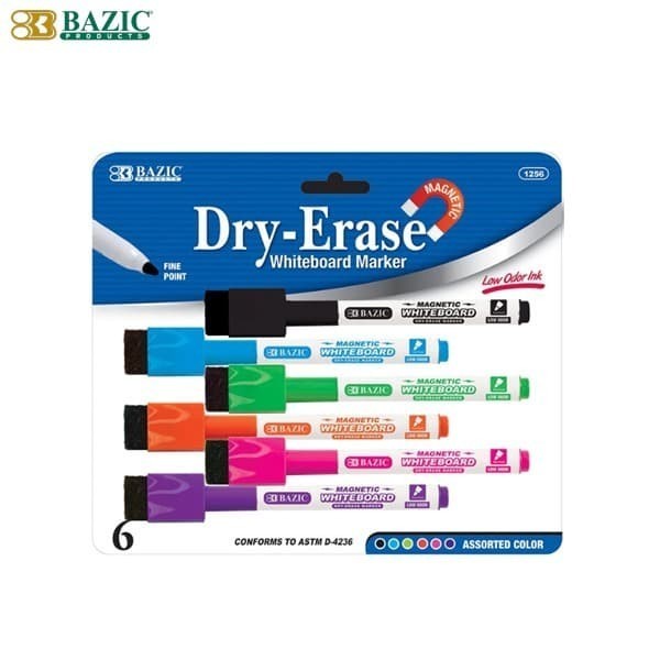

Bazic Bright Color Magnetic Dry-Erase Markers (6/Pack) - Spidol