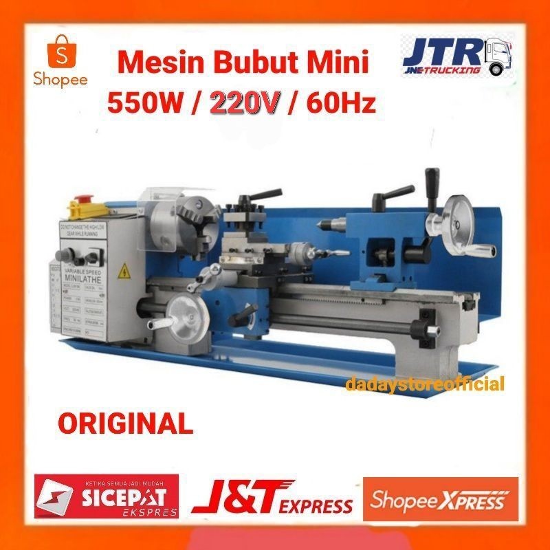 PROMO TOKO BARU  Mesin Bubut Mini Lathe Wood Metal Working Gear Besi DIY Making 550 W 220 V CJ0618A 