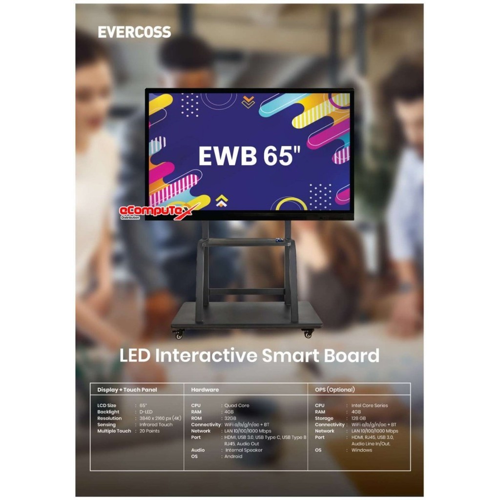 EVERCOSS EWB65 LED INTERACTIVE SMART BOARD 65-S 65" 4K - TKDN RESMI