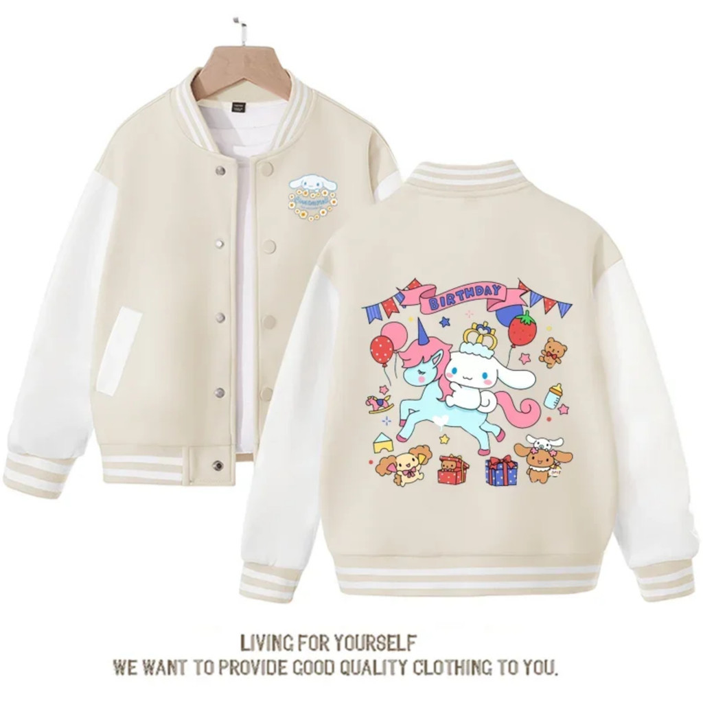 Jaket Anak Perempuan Cewek Cinnamoroll Baseball Usia 1 - 18 Tahun Model Varsity Jacket Korean Style