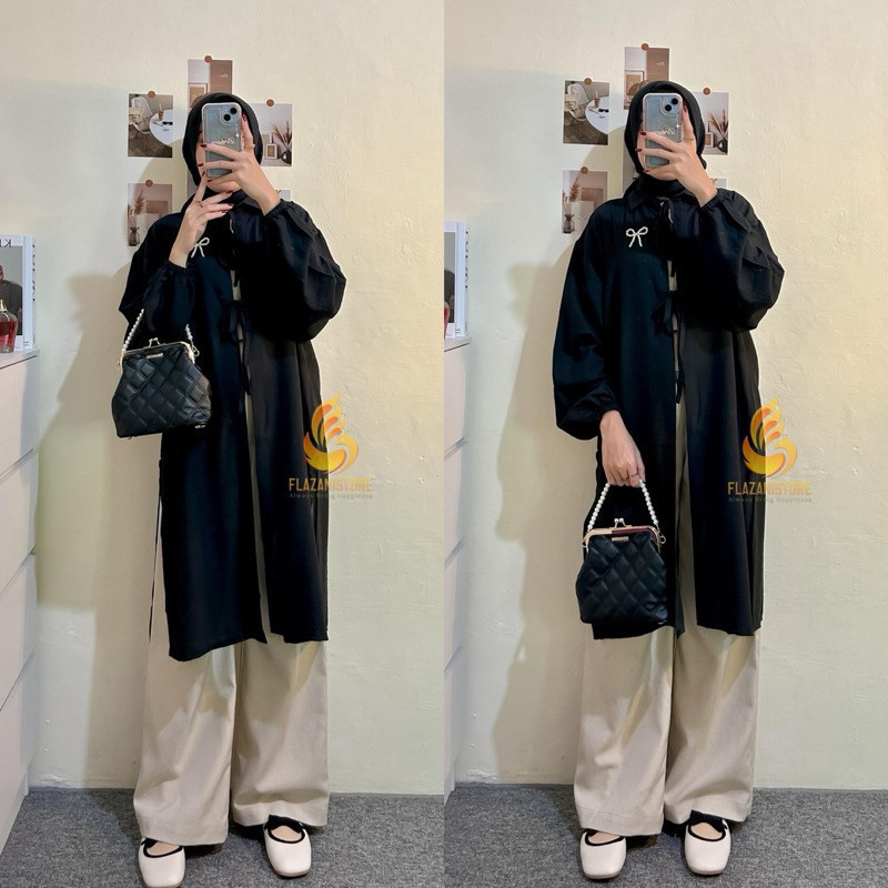 DC - Araya Outer Polo Linen Premium Outer Tunik Polos Belah Samping Wanita Remaja Kekinian Terbaru S