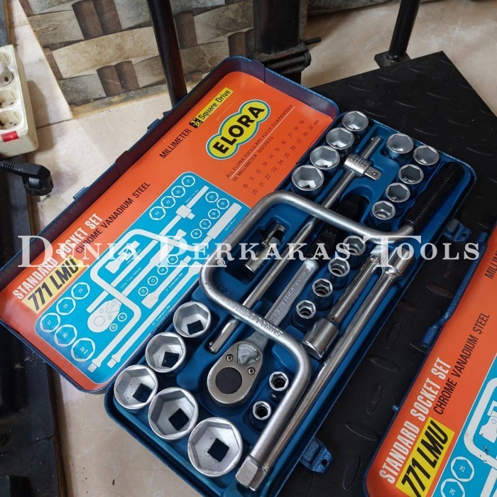 Kunci Shock Set Elora Germany DR 1/2" 6 PT 26 PCS Kunci Sok Socket
