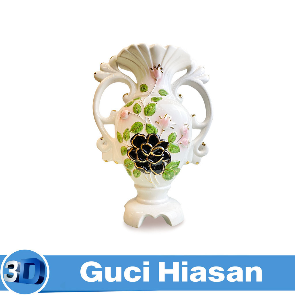 Good Spot Hiasan Guci Vas Bunga Besar Polystone Statue Pajangan D-8957L-BLACK