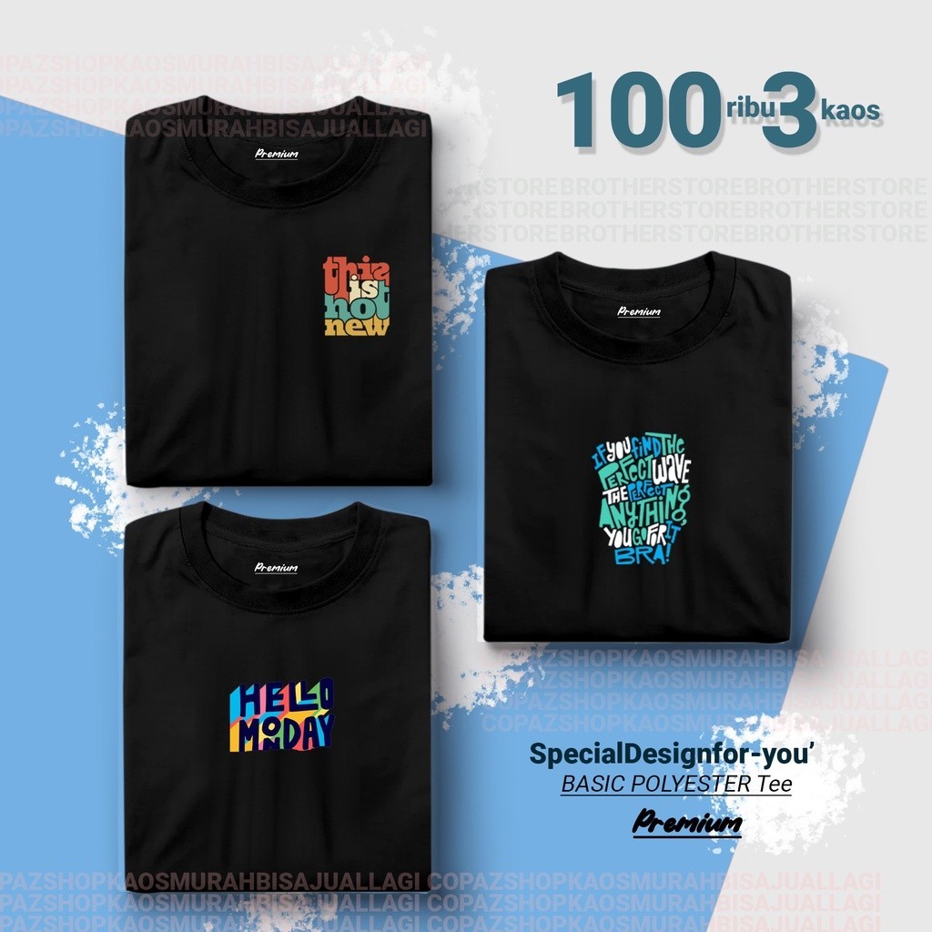Kaos Distro Pria Wanita PREMIUM  Kaos 100 3 Pcs  PAKET USAHA  Articeliht K