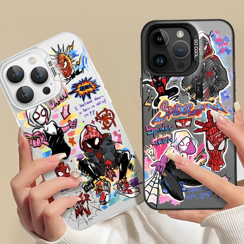 Premium couple case Matte Hard Antishock Case HP Iphone 15 Pro Max spiderman couple Cassing hp iP X 