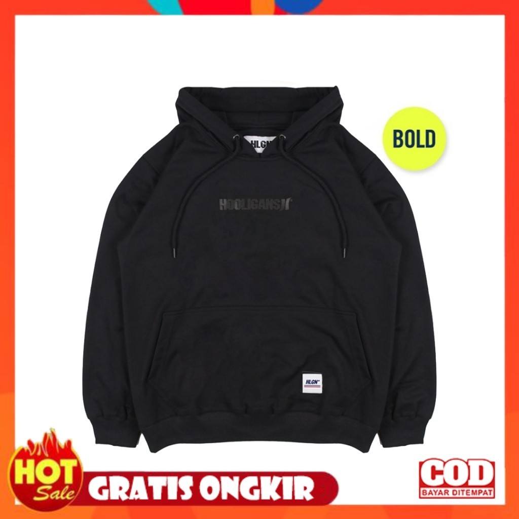 [PREMIUM ORIGINAL] HOOLIGANS Hoodie Bold Visione - Black