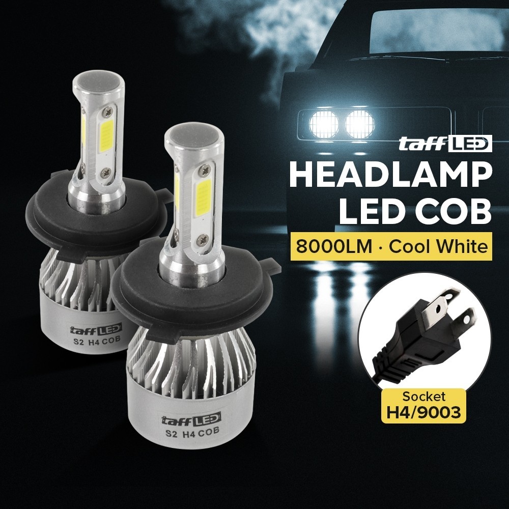 TaffLED Lampu Mobil LED COB Headlight 8000LM H4 S2 Chip 2 PCS