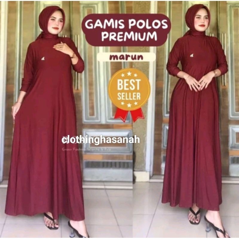 [FLASH-SHALE]GROSIR BAJU GAMIS JERSEY MAT SUPER TEBAL MAYUNG POLOS SYAR'I FASHION MUSLIM WARNA HITAM