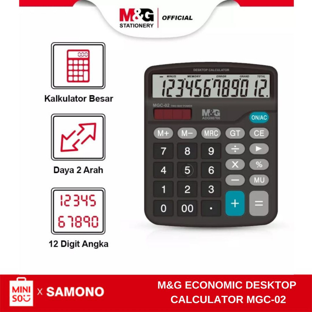 

M&G Kalkulator 12 Digit Best Selling 12 Digits Desktop Calculator, Two Way Power MGC-02