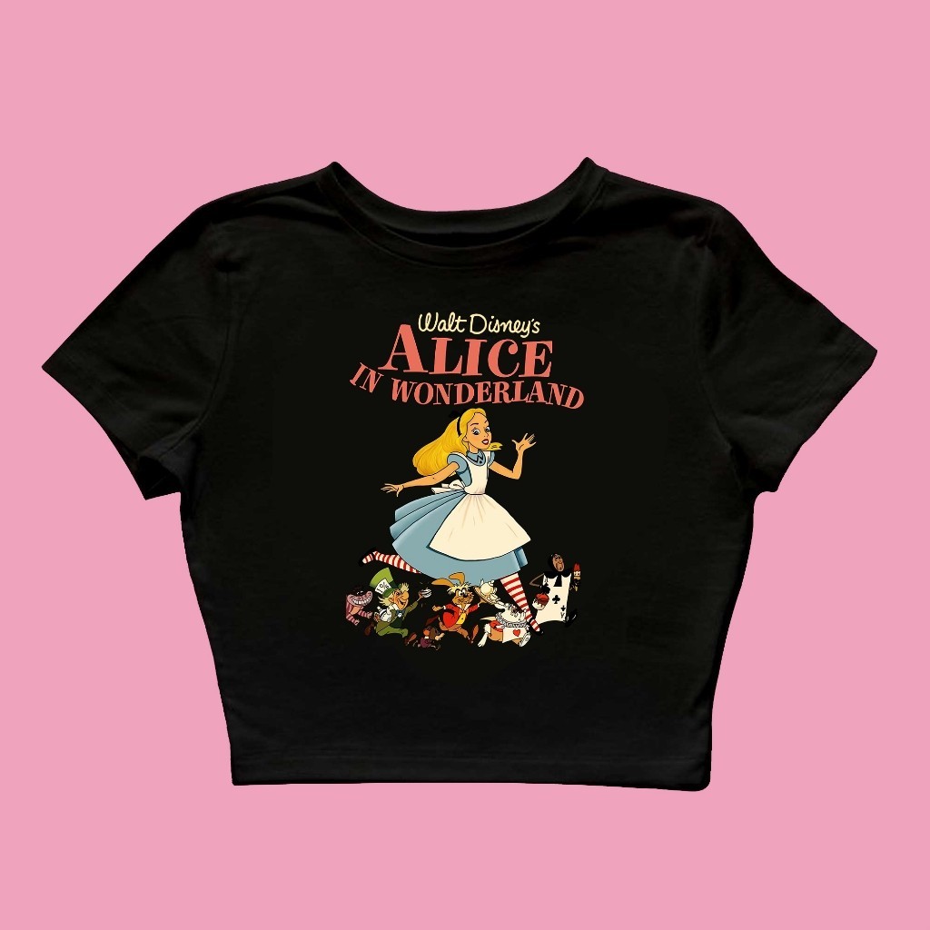Baby Tee Alice In Wonderland Disneys Y2k Style Crop Tee Anasera