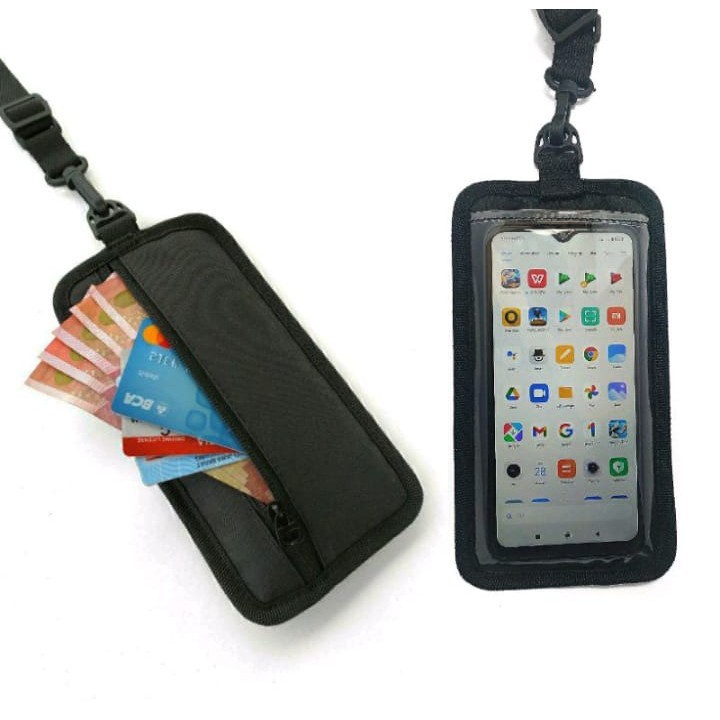 Tas Hp dan Uang Dompet gantung leher-Tas selempang Hp dan uang pria wanita