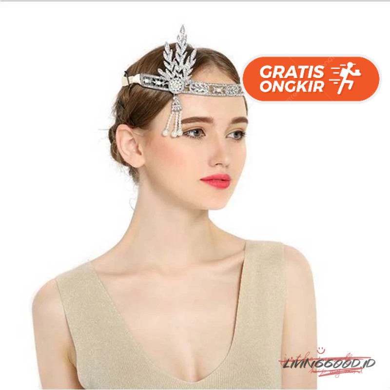 Terlaris ~The Great Gatsby Aksesoris Rambut, Mutiara Kristal, Jumbai Rambut, Ikat Kepala Perhiasan P