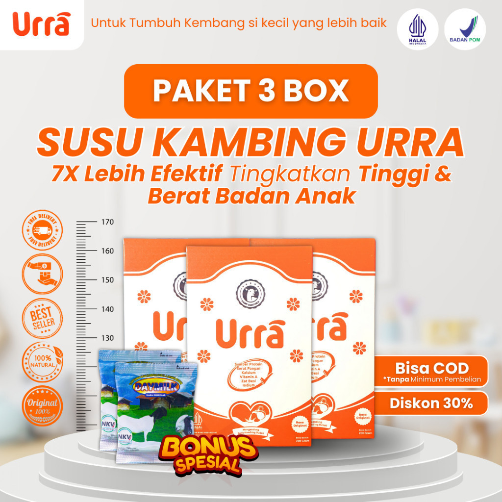 

[PAKET BOX] URRA ORIGINAL Penambah Berat badan dan Tinggi Badan Anak | gr | RESMI BPOM dan Halal MUI