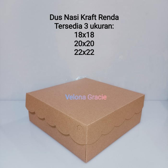 

Dus Nasi Kraft 20x20 Renda per 50 pcs Kotak Catering non laminasi - 20x20x7/350gr