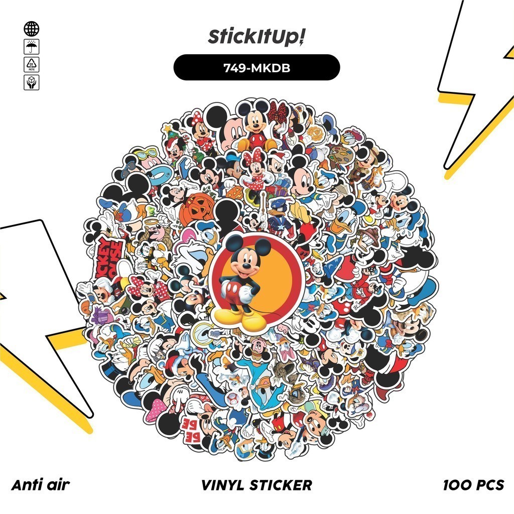 

COD✨ 100 Pcs Stiker Mickey Mouse & Donald Duck Lucu Anti Air Untuk Dekorasi Notebook Sepeda Skateboard Handphone DIY