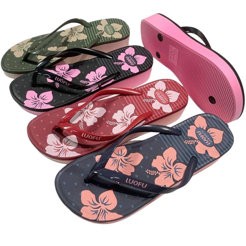 Luofu Sandal Karet Jepit Tatak Bunga Wanita Import F2268-BRA15S (AU2)