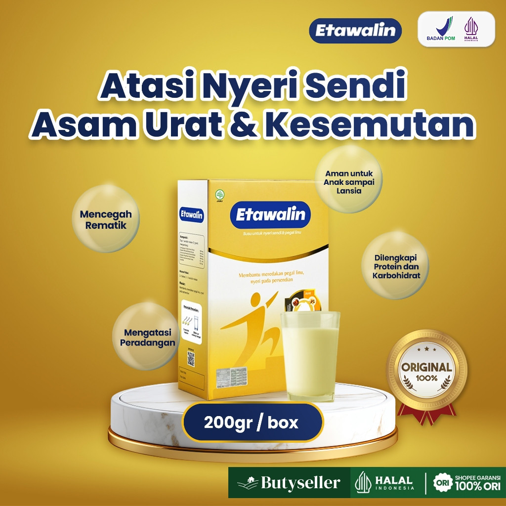 

Etawalin : Susu Kambing Kalsium Atasi Nyeri Sendi - Asam Urat - Kebas & Kesemutan 200gr Official Original Butyseller