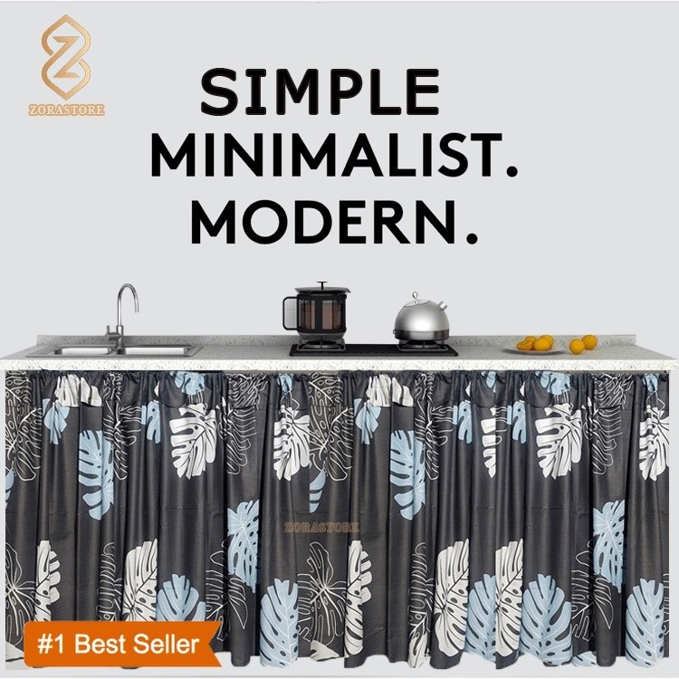 Gorden Tirai Kolong Meja Dapur poni Minimalis