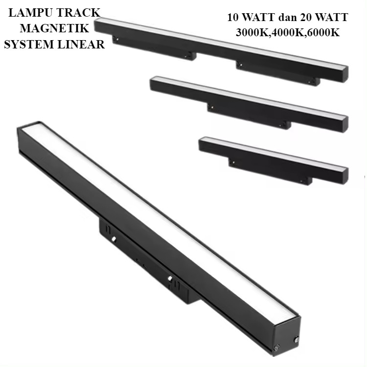 LAMPU MAGNETIC LED TRACK LIGHT SYSTEM LINEAR 10WATT 20WATT LED 3000K 4000K 6000K 10W 20W