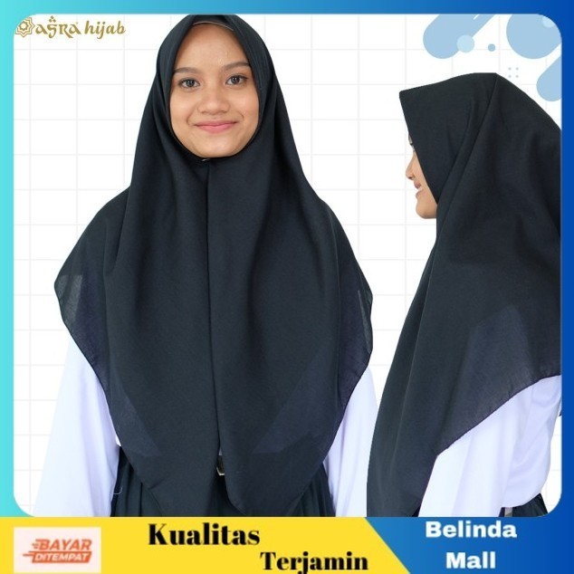 

⭐COD⭐ MURAH Jilbab Sekolah Vania Squere Bahan Katun Voal Asra Hijab Official Hitam