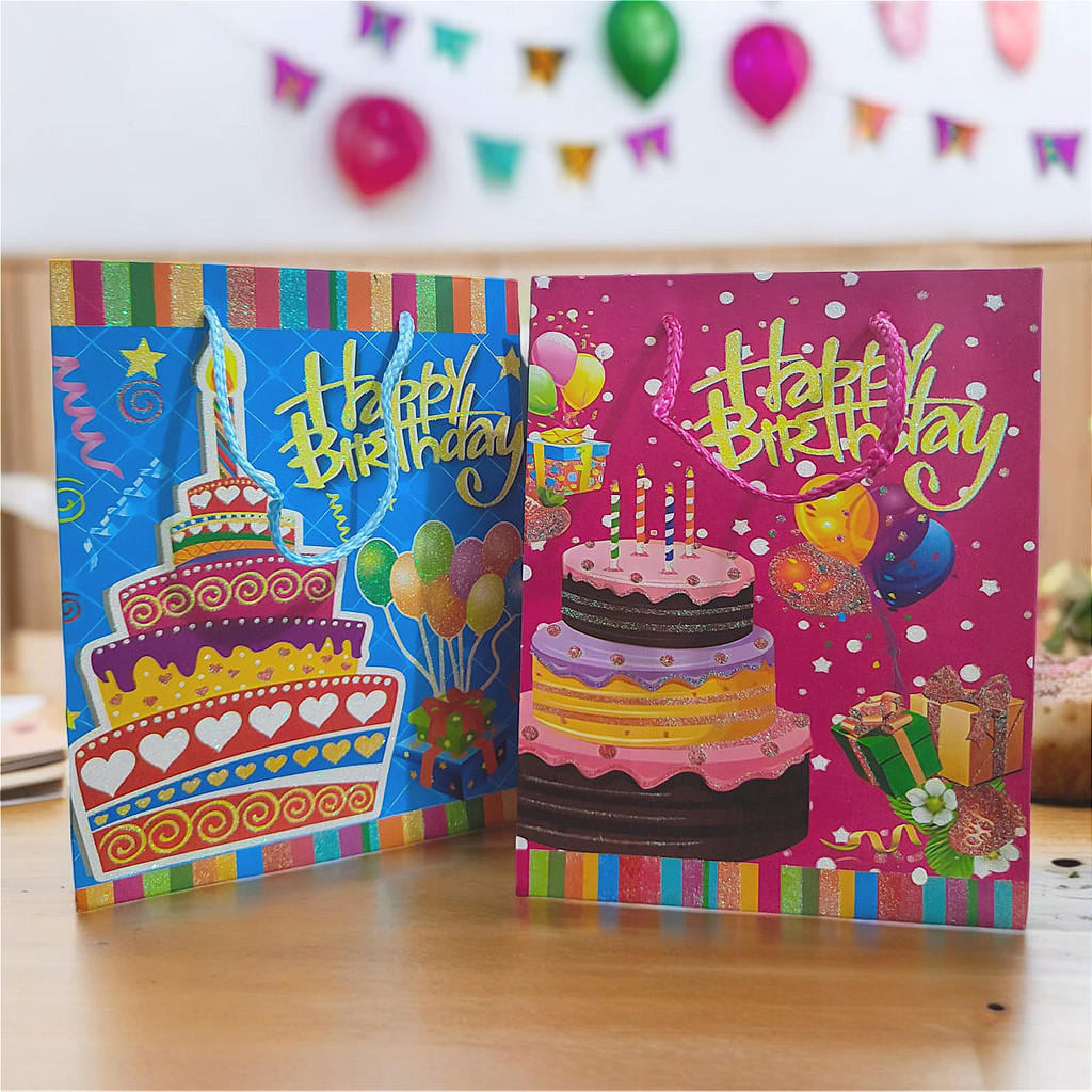 

STIPA Kantong Kertas Motif Ulang Tahun Happy Birthday Paper Bag Goodie Bag Tas Tote Bag Souvenir Hampers Kado Kemasan Packaging