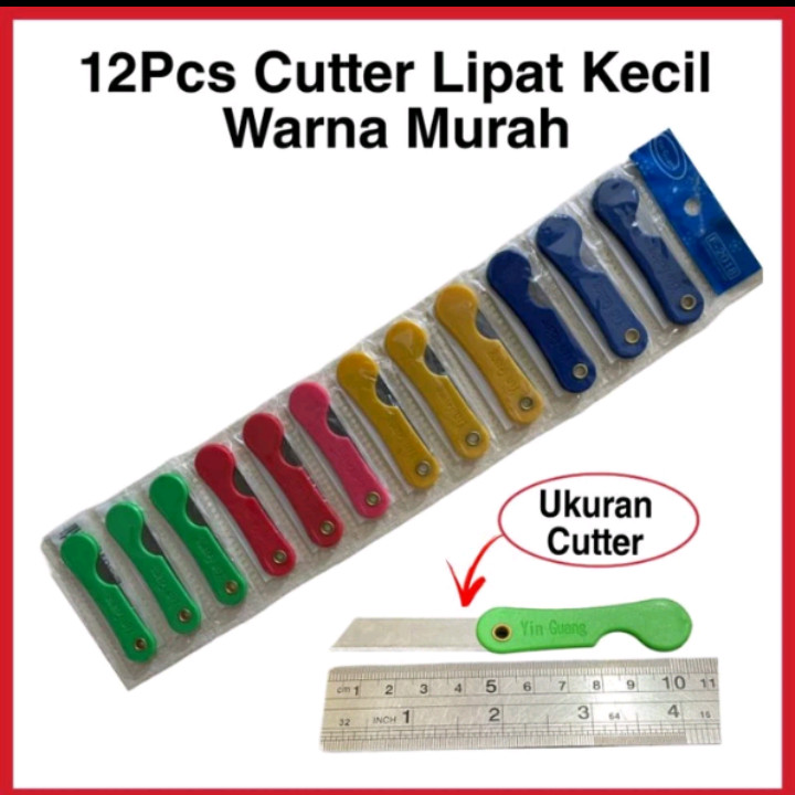 

A347-12 PCS Cutter Lipat Mini Serbaguna Pisau Kater Ekonomis Saku Praktis