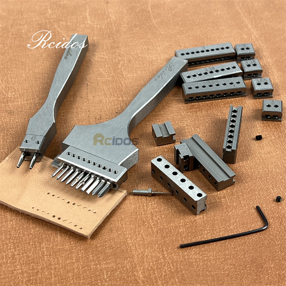 

RCIDOS Round Interchangeable Watch belt hole Puncher,Hexagon/olive stitching hole punch tools,Combined type Leather hole puncher