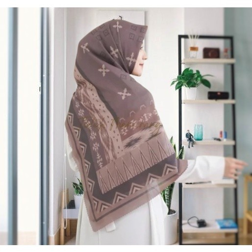 Hijab Segi syari jumbo Syari Motif segi Coffee motif 140x140 empat Voa