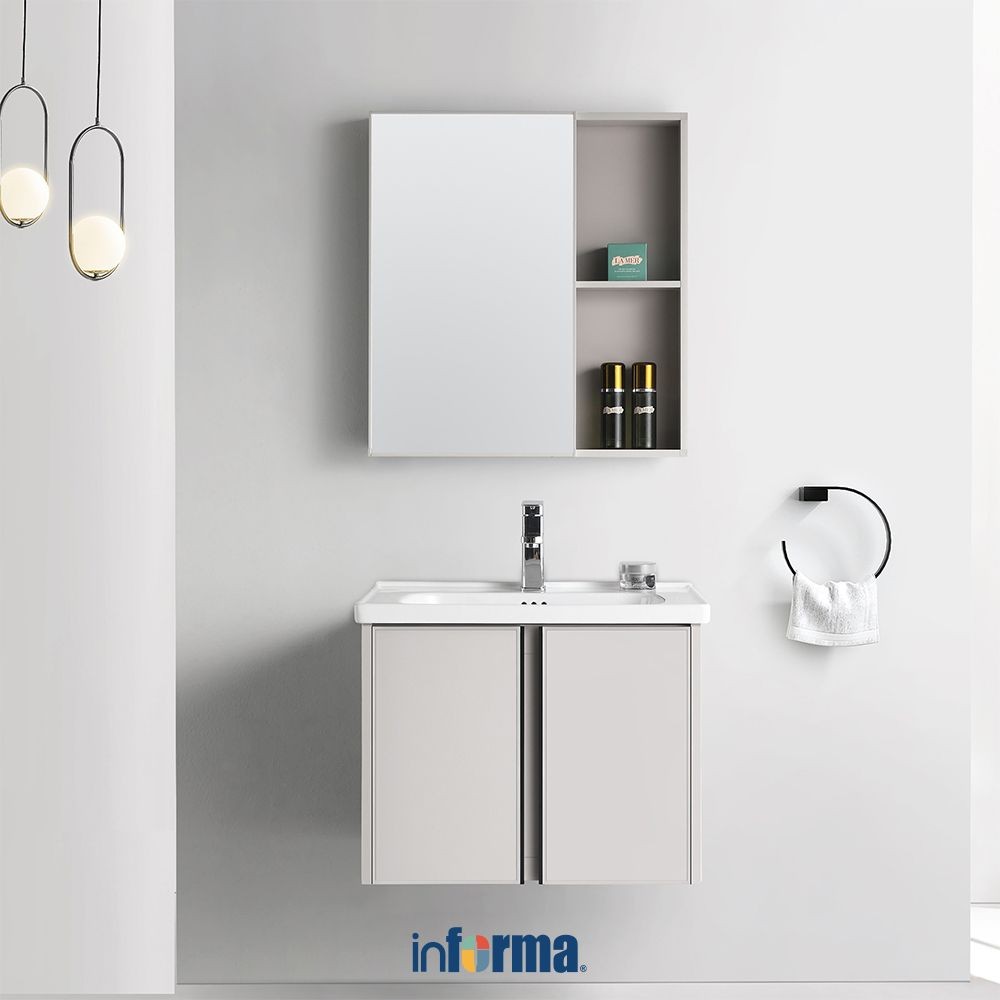 Informa Damon Set Kabinet Kamar Mandi - Abu-Abu Taupe Muda Organizer Serbaguna Bathroom Cabinet Akse