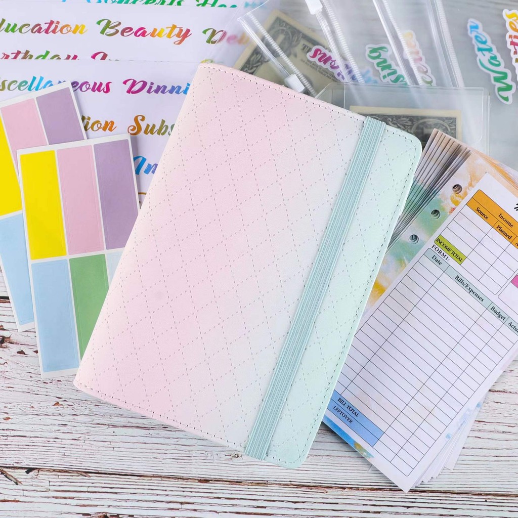 

A6 Budget Binder Refillable 6 Ring Notebook Personal Planner Cover for A6 Refill Paper, Money Saving for Cash Envelopes System