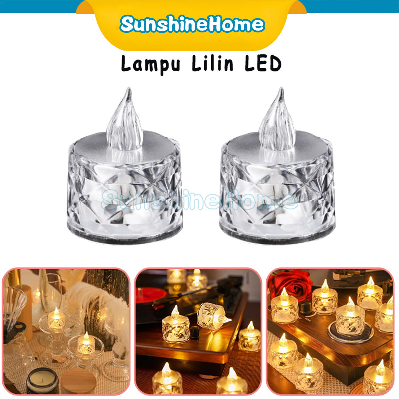 Lilin LED Transparan Motif Meleleh / Lilin Elektrik Akrilik
