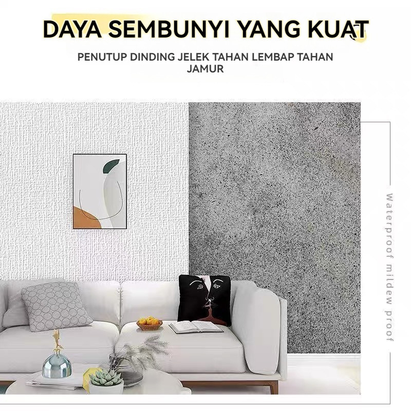 Wallpaper Dinding Foam Linen Roll Wallpaper Roll Stiker Dinding

