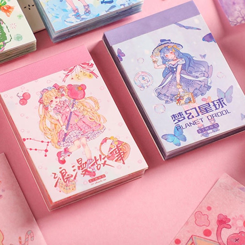 

50lembar Lucu Kartun Gadis Buku Siswa Scrapbook Deco DIY