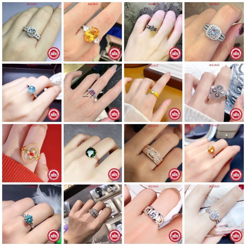 Grosir 925 Perak 5A Cincin Zirkon Dilapisi Dengan Pt950 Emas Putih