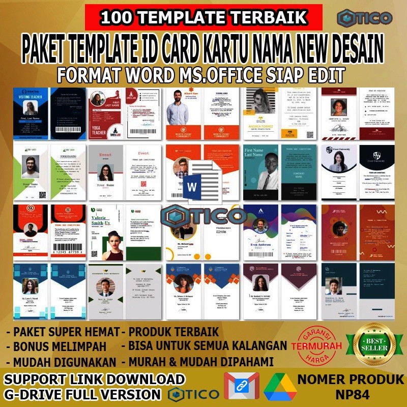 Paket Template ID CARD Kartu Nama WORD Siap Tinggal Edit Usaha Percetakan Termurah Terlaris - Jidan 