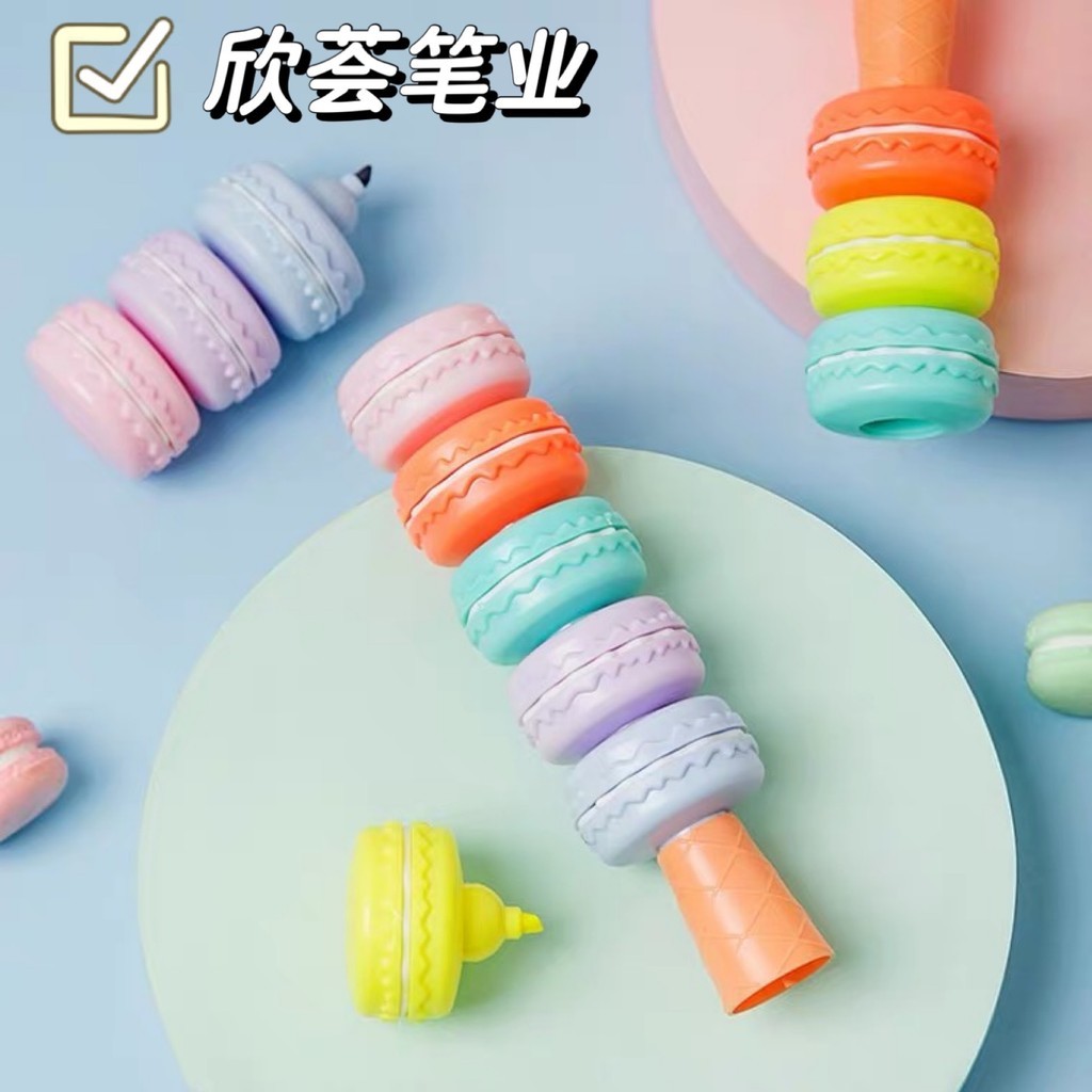 

Highlighter Marker Bentuk Kartun Makaron Pastel Susun Premium Macaron Tumpuk Lucu Unik Imut Termurah Grosir Cod