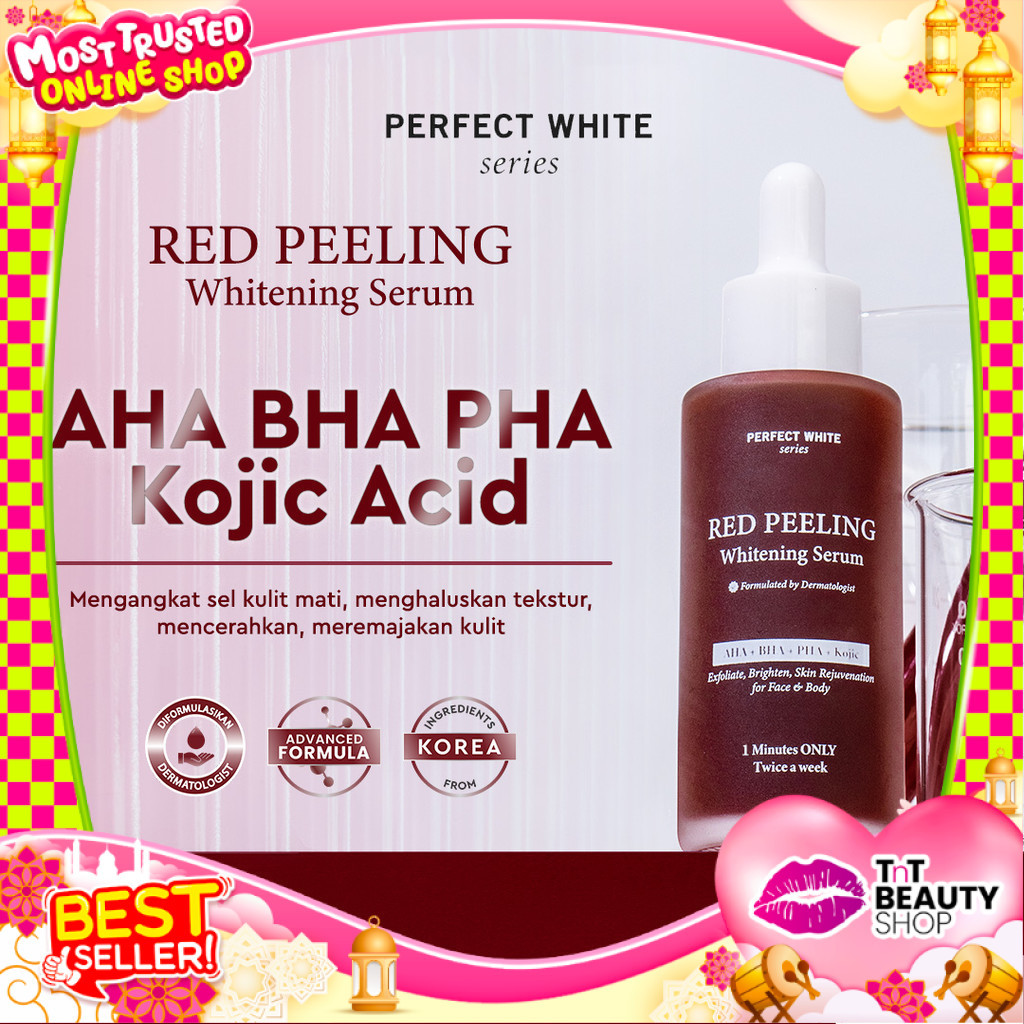 PERFECT WHITE Red Peeling Whitening Serum 50ml with AHA BHA PHA Kojic Acid for Face and Body | Eksfo