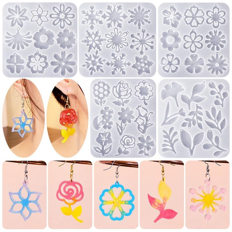 

Flower Earrings Pendant Silicone Mold For Epoxy Resin DIY Flower Leaf Keychain Earring Jewelry Making Tools Epoxy Resin Mold