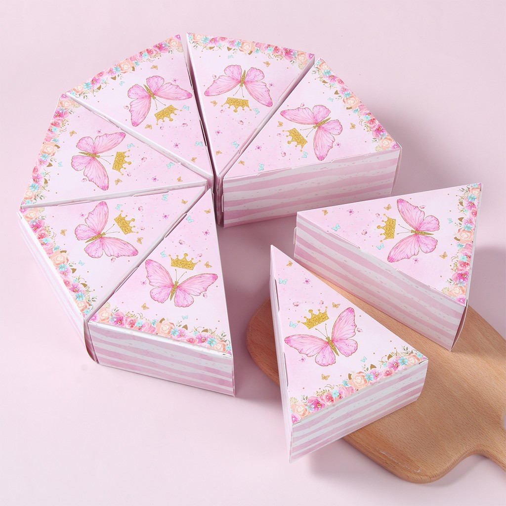 

Pink Butterfly Triangle Cake Box Butterfly Candy Box Birthday Party Decor Kids Girl Wedding Party Supplies Baby Shower Favors