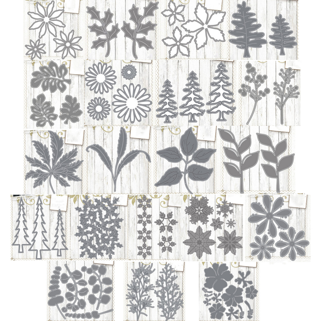 

Piggy Craft metal cutting dies cut die mold Flower leaves tree Scrapbook paper craft knife mould blade punch stencils dies