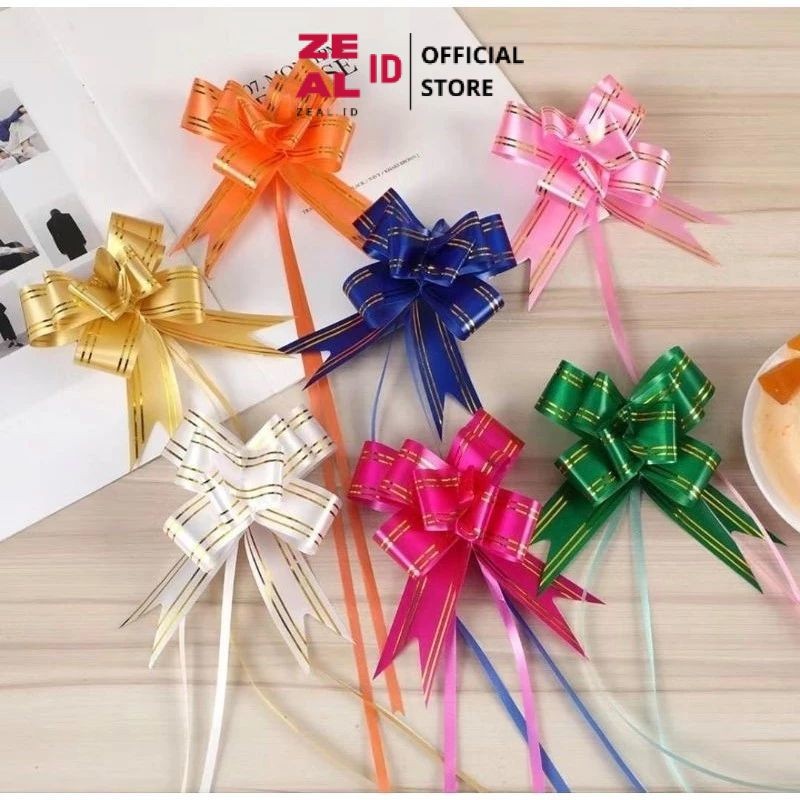 

ZEAL-ID - (1pack) Pita Tarik Motif / Pita Serut Motif Garis Lis Emas isi 10pcs Dekorasi