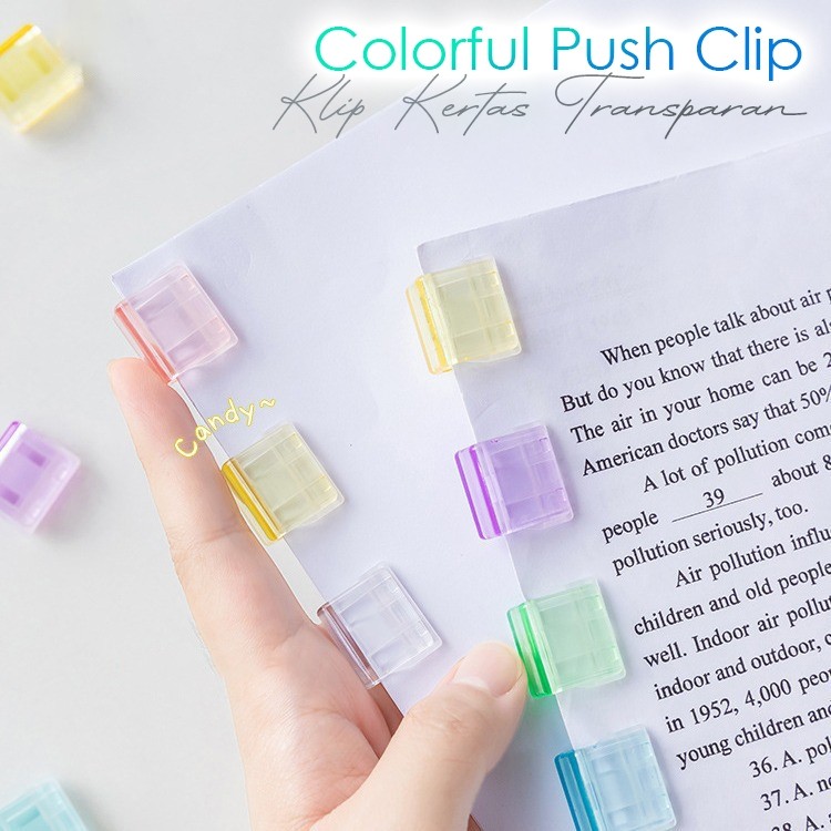 

Yoibeauty - [ISI 5 PCS] Klip Kertas Mini Transparan Warna Warni, Colorful Paper Push Clip, Penjepit Kertas Dorong, Binder Clip