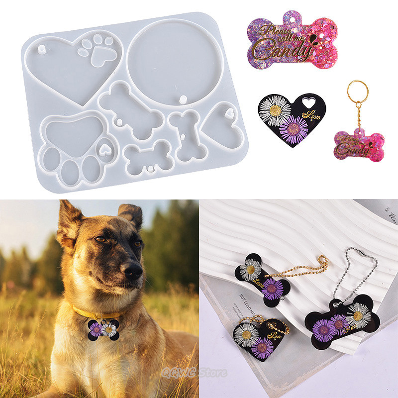 

Dog Tag Bone Shaped Keychain Mold DIY Pendant Resin Mold Crystal Epoxy Silicone Mold Craft Jewelry Making Tool Casting Mould