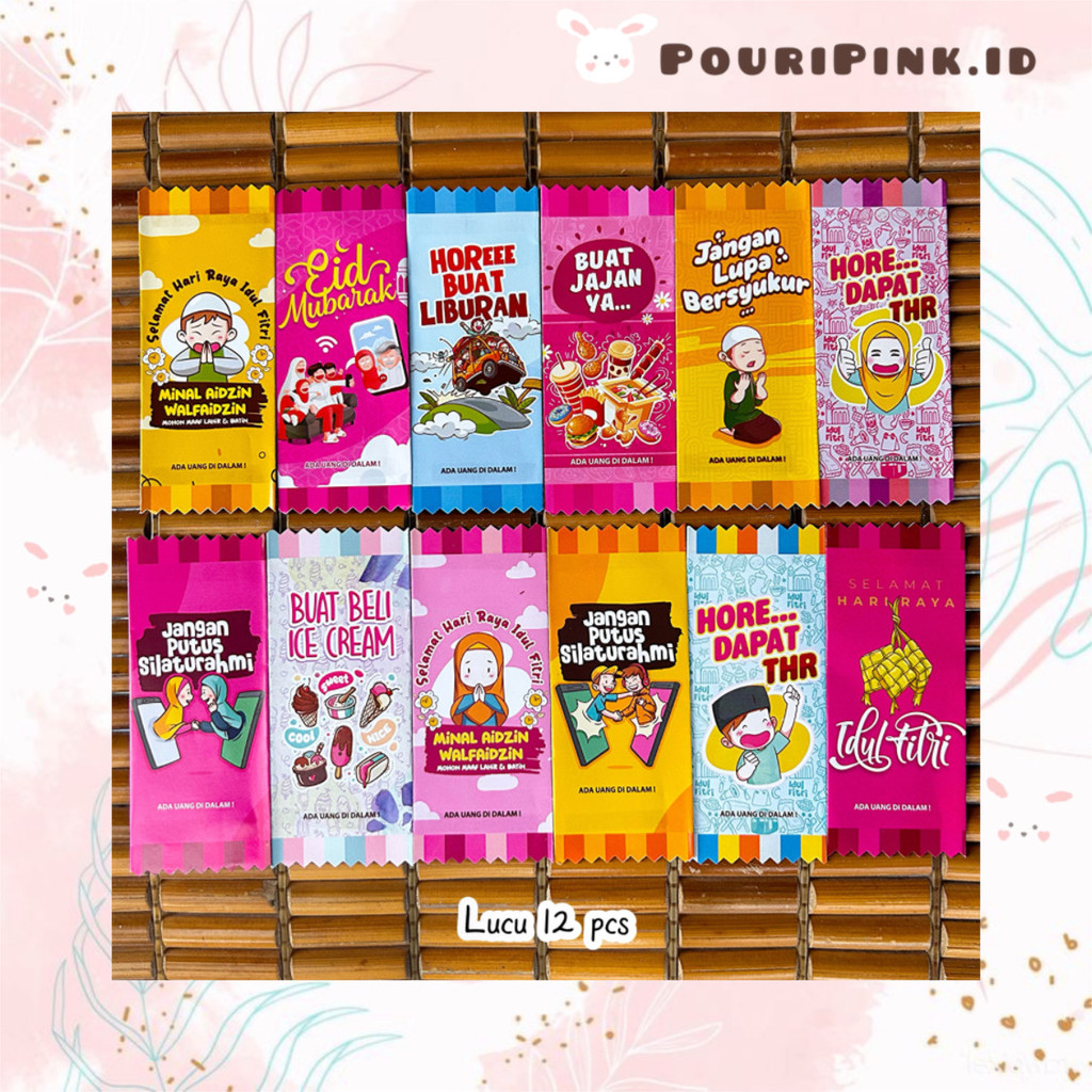 

Amplop Lebaran 2025 isi 10-15 pcs Permen Candy Snack Idul Fitri Hari Raya Eid Mubarak Uang Thr Anak Muslim Atk Lucu Banjar Martapura Mtp PouriPink.id