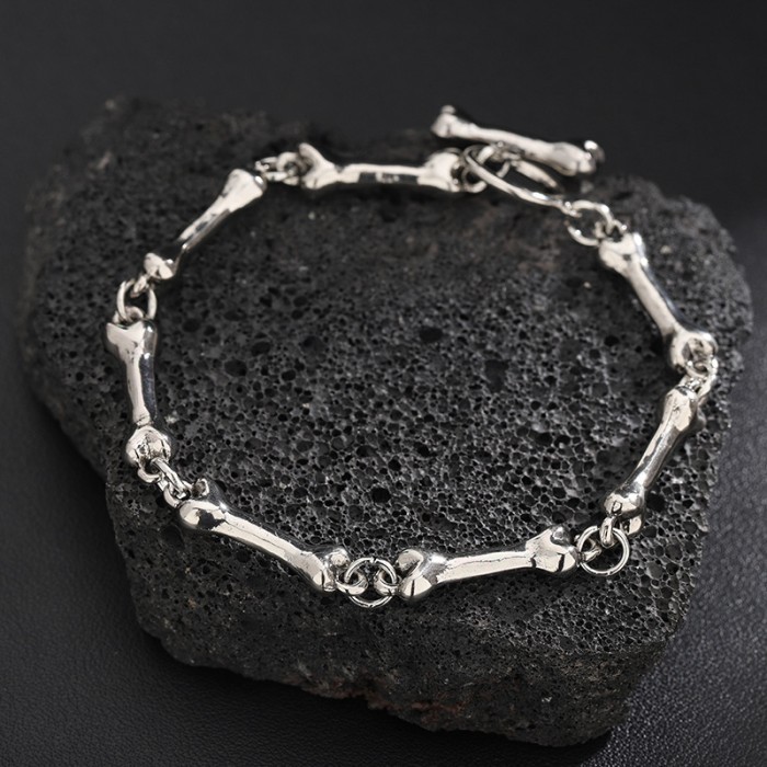 Gelang Tulang / Gelang Rantai Model Tulang Tengkorak Hip Hop Punk / Bone Bracelet Link Chain / Gelan