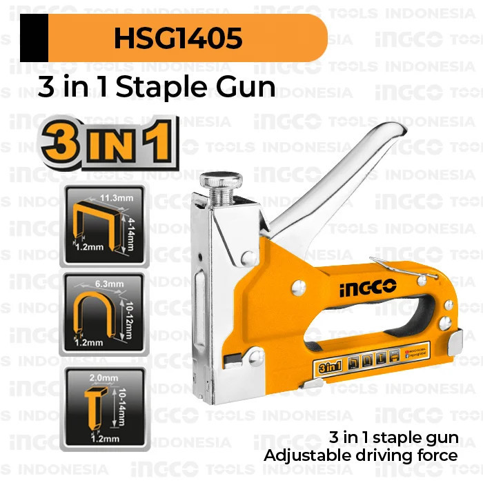 

INGCO HSG1405 STAPLE GUN STAPLES TEMBAK JOK 3 IN 1 STEPLES STAPLER